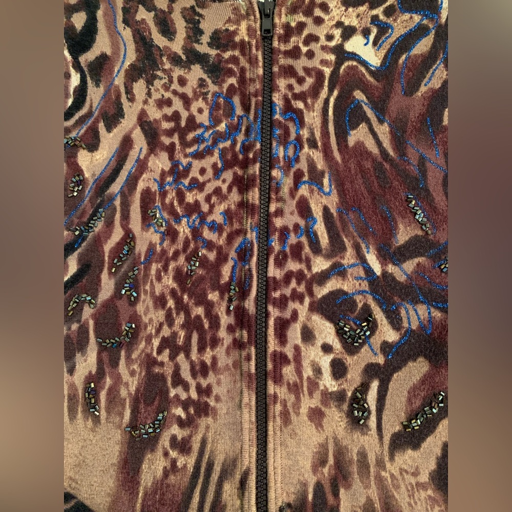 Alberto Makali Animal Print Beaded Zip Hoodie - Picture 5 of 7